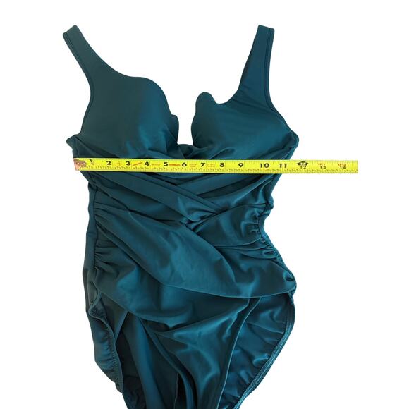 Miraclesuit Blue and Green One Piece Swimsuit with Sleek Design - Picture 10 of 10